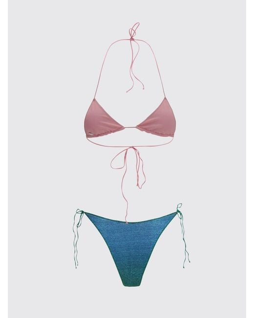 Oseree Pink Zebra-Print Triangle Bikini