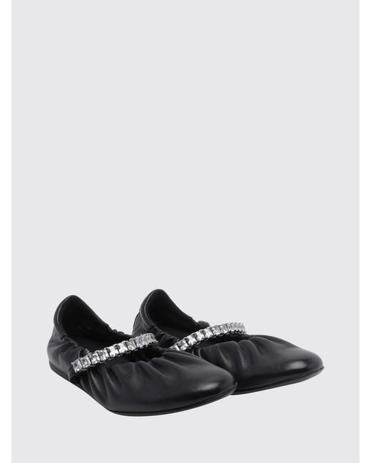 Jimmy Choo White Jade Calfskin Leather Ballet Pumps With Crystal Embellishment
