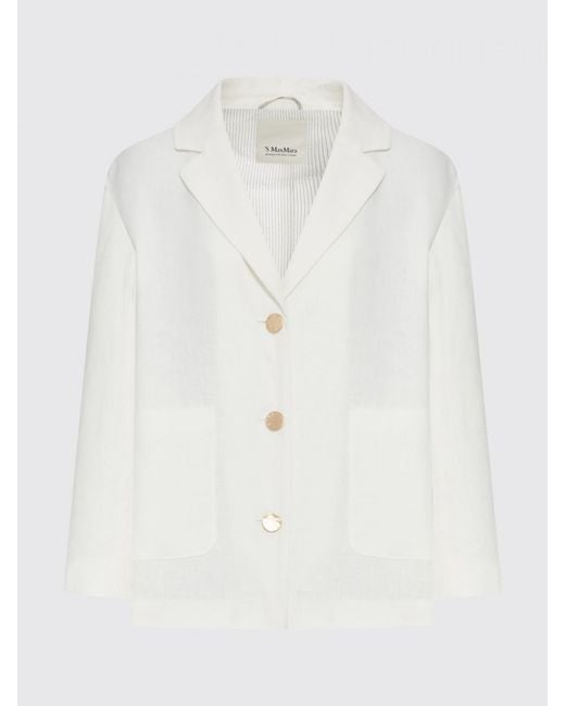Max Mara White Single-Breasted Linen Blazer