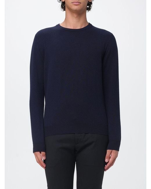 Malo Blue Pure Cashmere Crewneck Jumper With Ribbed Trims for men