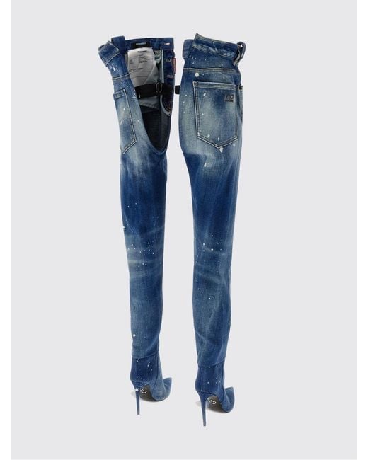 DSquared² Blue Flat Ankle Boots