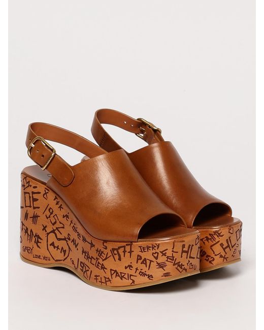 Escarpins Compenses Maxime En Cuir Chloé en coloris Brown