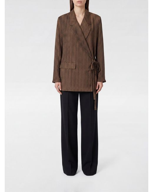 Uma Wang Brown Geometric Pattern Viscose Blazer