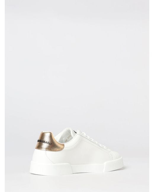Dolce & Gabbana White Dolce &Amp Gabbana Portofino Leather Trainers With Patches And Monogram for men