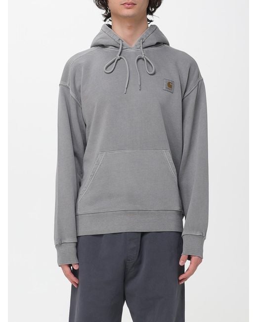 Carhartt Gray Cotton Logo Hoodie for men