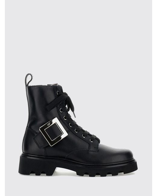 Roger Vivier Black Flat Ankle Boots