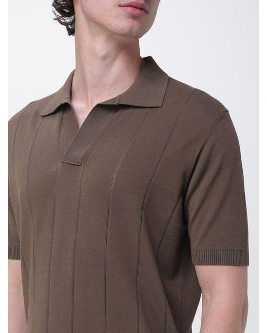 Kangra Brown Cotton Knit Polo Shirt for men
