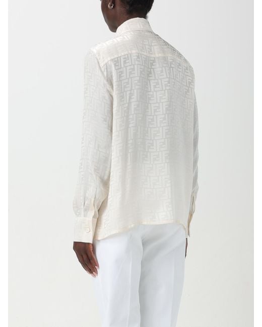 Camisa De Seda Estampada Fendi de color White