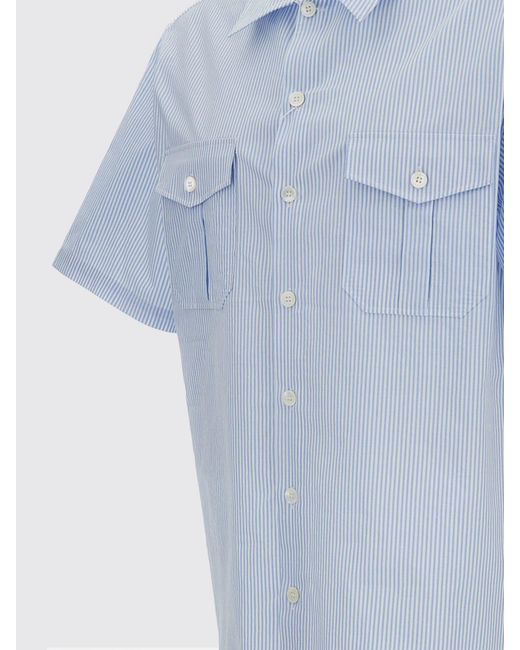 MM6 by Maison Margiela Blue Striped Cotton Shirt for men