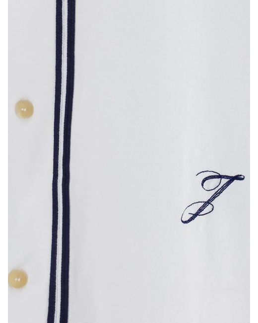 Jacquemus White Relaxed Fit Baseball-Style Cotton Shirt With Contrast Logo for men