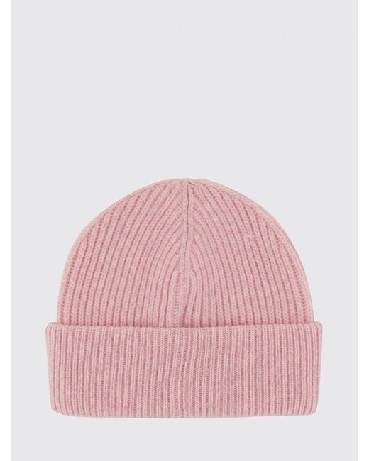 Ganni Pink Recycled Wool Blend Beanie Hat