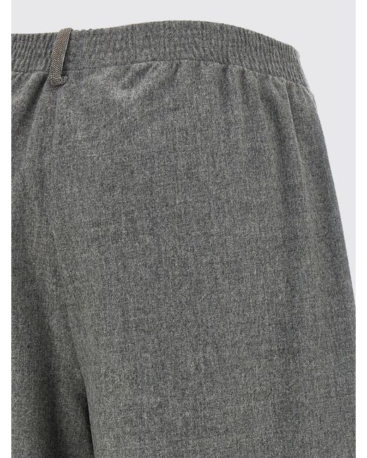 Fabiana Filippi Gray Wool Blend Palazzo Trousers With Elastic Waist And Jewel Detail