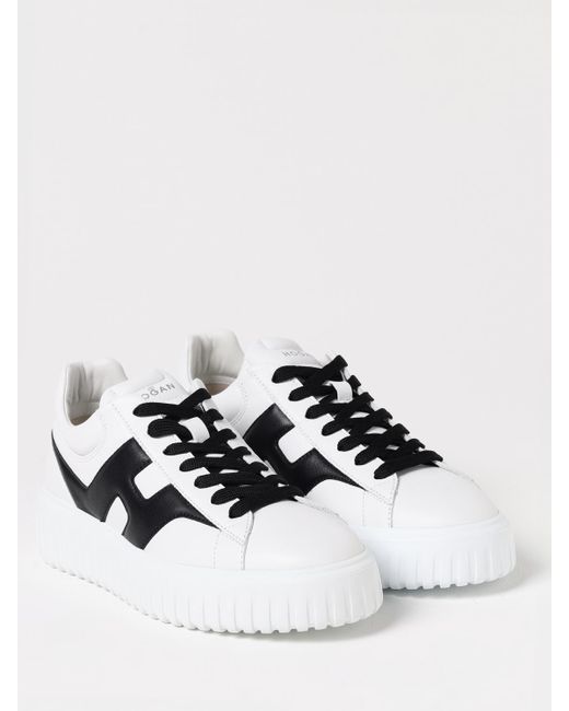 Hogan White H-Stripe Leather Sneakers for men