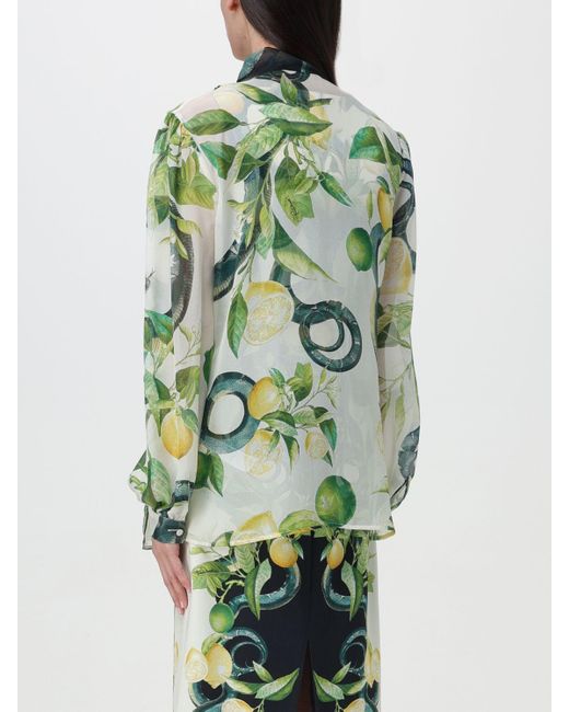 Camicia in seta stampata di Roberto Cavalli in Green