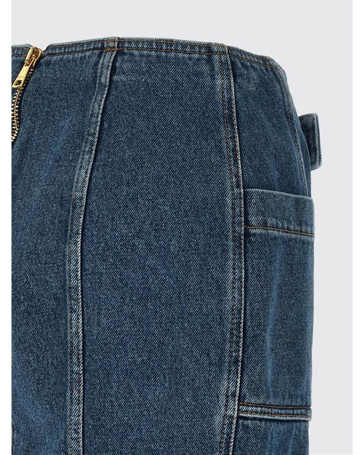 Balmain Blue Denim Mini Skirt With Maxi Buckle