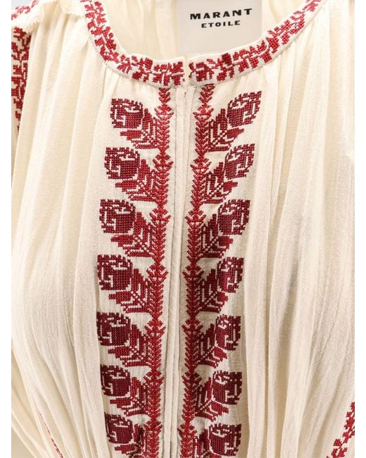 Isabel Marant Natural Liviane Embroidered Cotton Dress