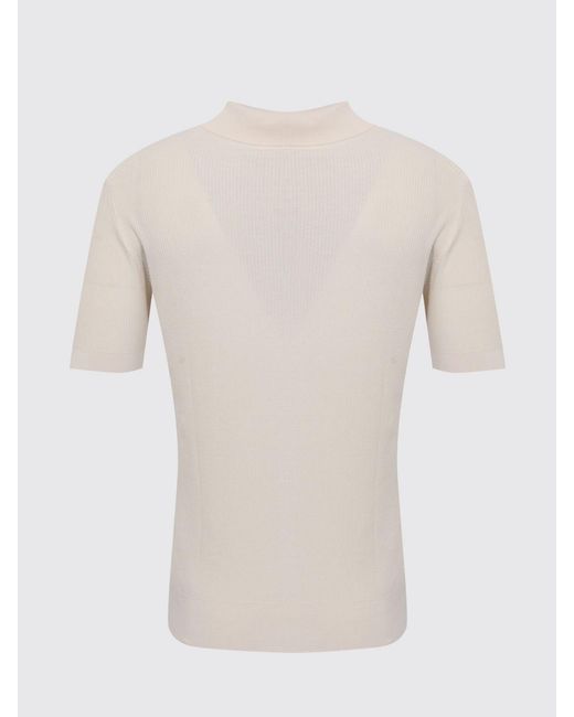 Fedeli White Short-Sleeved Knit Polo for men
