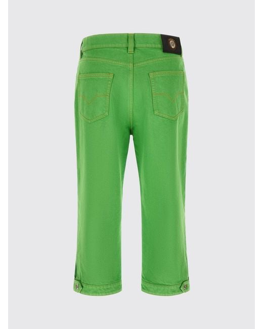 Versace Green Cropped Fit Denim Jeans