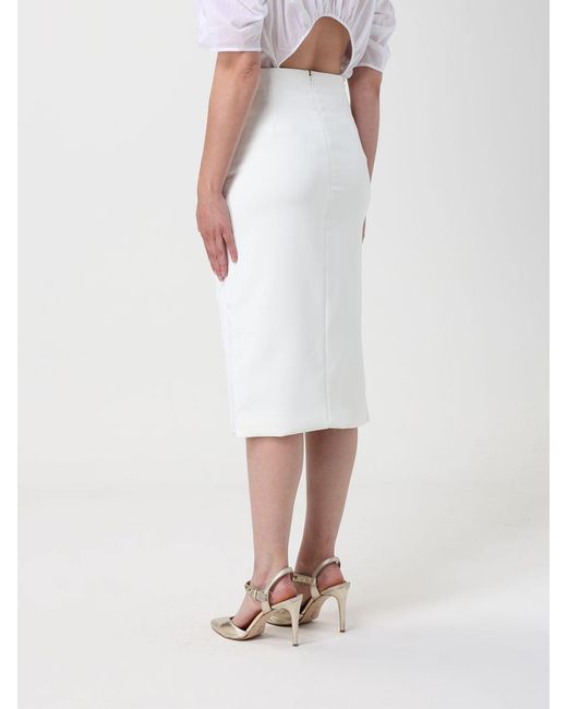 Elisabetta Franchi White Crêpe Midi Skirt