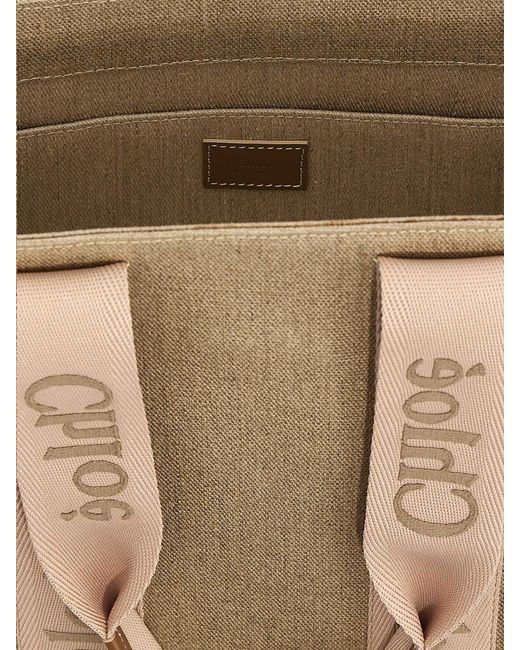 Chloé Natural Chlo&Eacute Woody Tote Canvas And Leather Bag