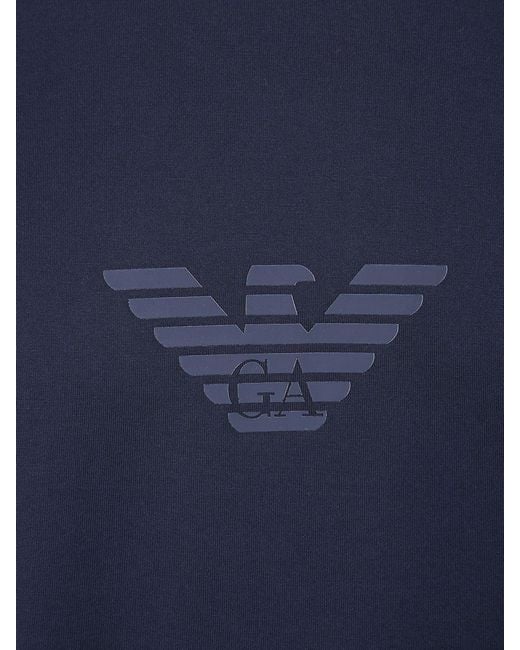 Emporio Armani Blue Basic Cotton T-Shirt With Eagle for men