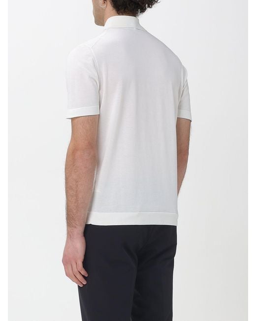 Drumohr White Cotton Polo Shirt for men