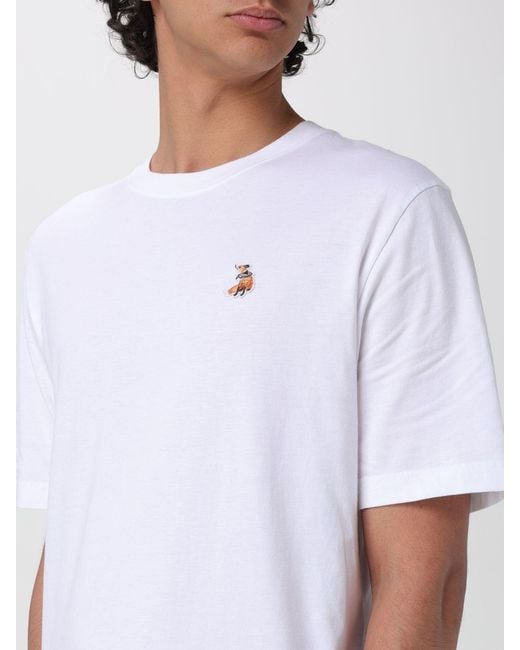 Maison Kitsuné White Maison KitsunÉ Organic Cotton T-Shirt With Logo for men