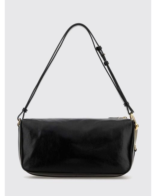 Gucci Black Smooth Calfskin Shoulder Bag With Adjustable Handle And Zip Closure