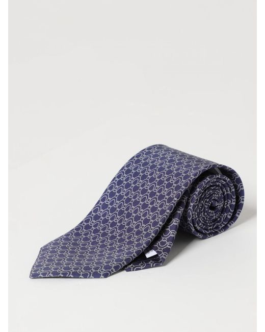 Cravatta Onde in seta stampata di Ferragamo in Blue da Uomo