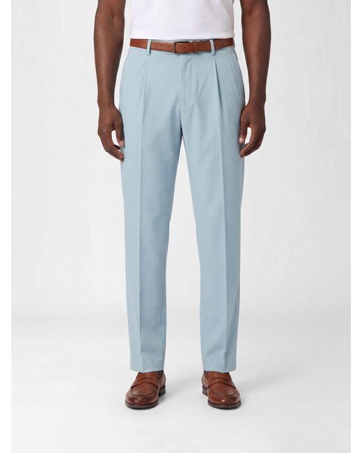 Incotex Blue Stretch Cotton And Linen Chino Trousers for men