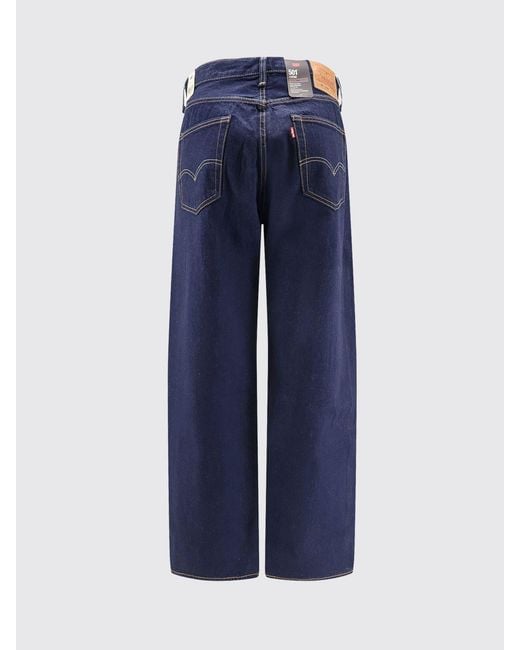 Levi's Blue Straight Fit Cotton Denim Jeans With Worn Effect for men