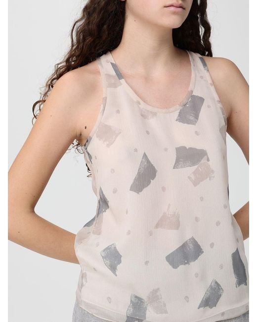 Emporio Armani Gray Printed Silk Blend Top