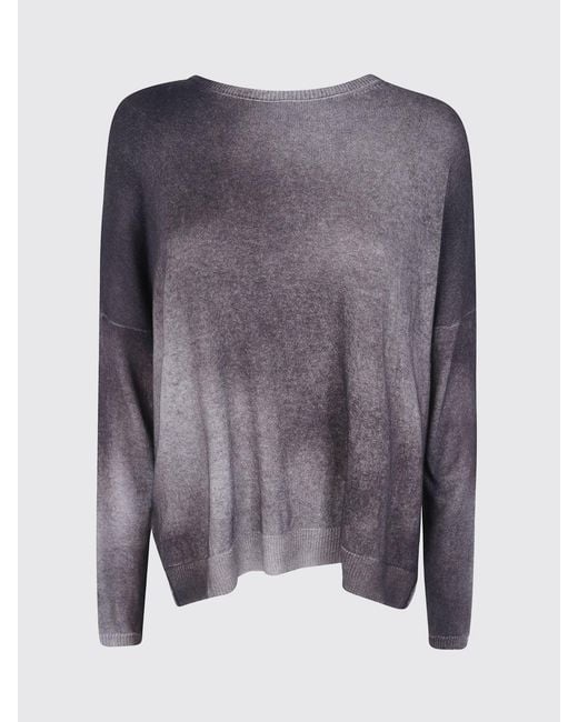 Avant Toi Gray Pure Cashmere Crewneck Jumper With Abstract Pattern And Dropped Shoulders