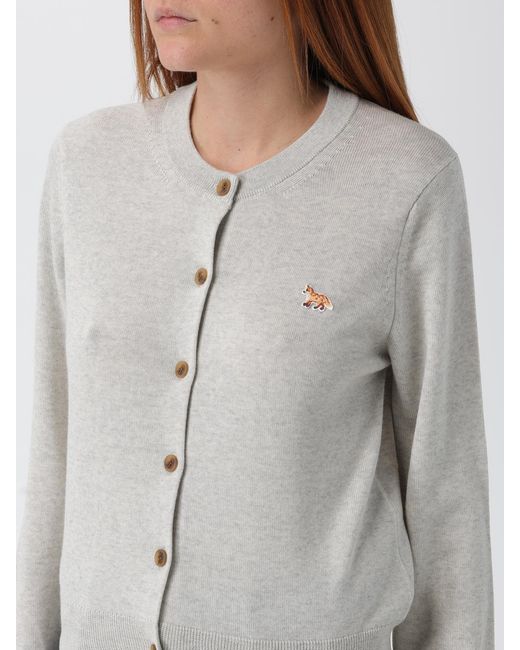 Maison Kitsuné Gray Maison Kitsun&Eacute Crew Neck Wool Cardigan