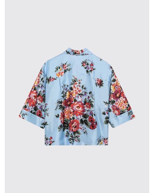 Dolce & Gabbana Blue Dolce &Amp Gabbana Floral Silk Shirt
