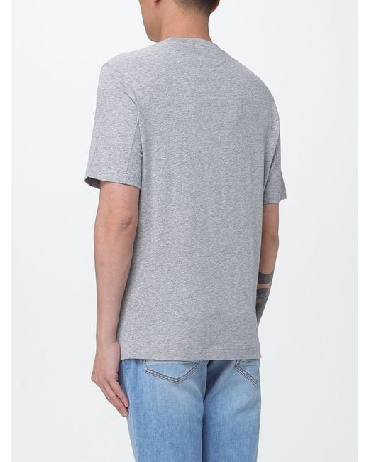 Brunello Cucinelli Gray Basic Linen Blend T-Shirt for men