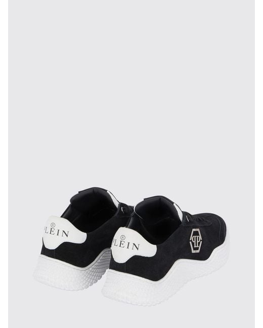 Philipp Plein White Low Top Leather And Suede Sneakers With Hexagon Logo for men