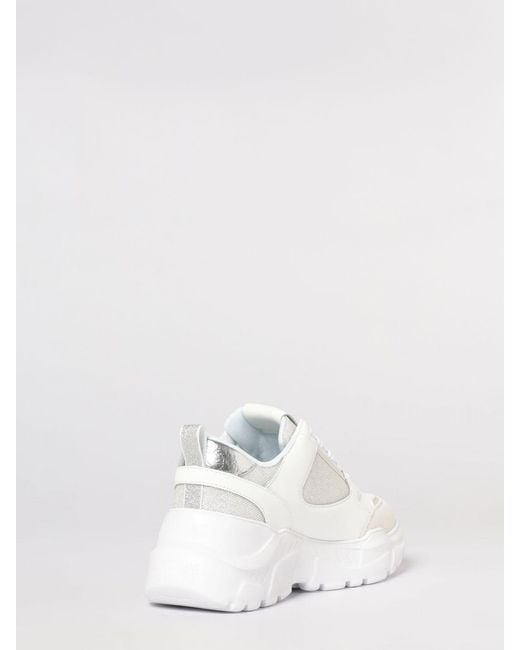 Versace Jeans Couture Natural Leather And Lurex Mesh Sneakers