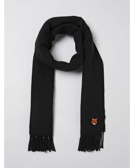 Maison Kitsuné Black Maison KitsunÉ Scarf for men