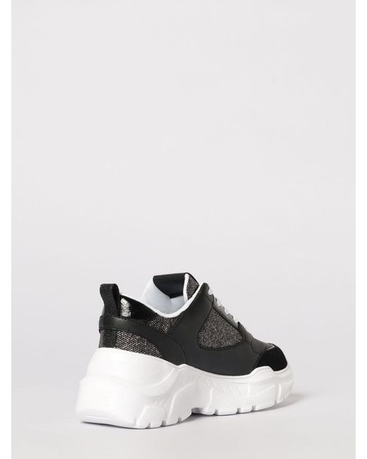 Versace Jeans Couture Black Leather And Lurex Mesh Sneakers