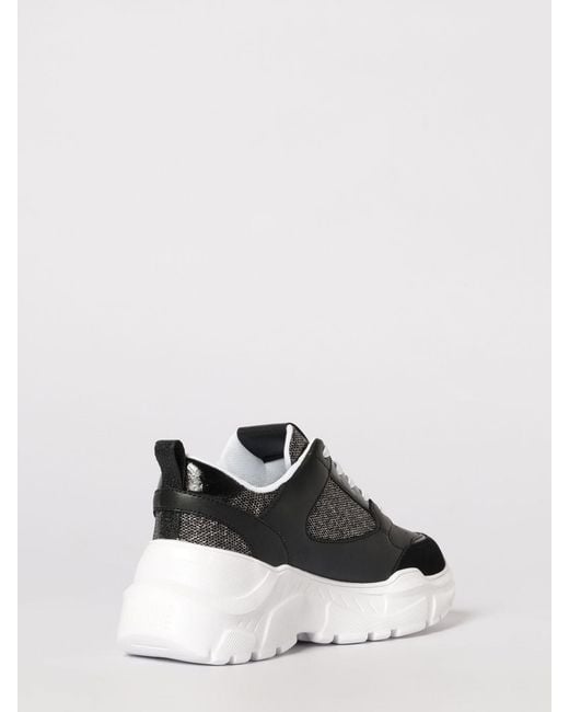 Versace Jeans Couture Black Leather And Lurex Mesh Sneakers