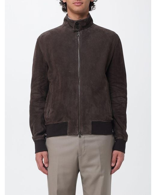 Boglioli Brown Suede Bomber Jacket for men