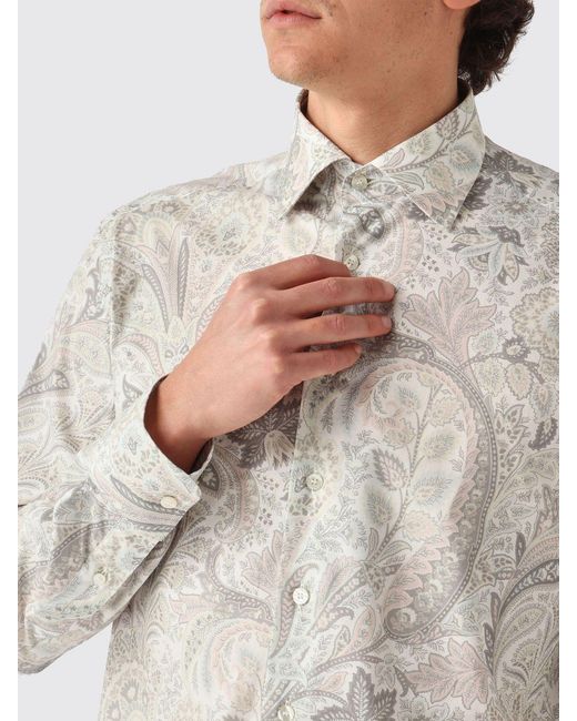Etro Gray Cotton Paisley Shirt for men