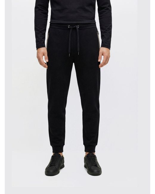 Boss Black Cotton Jogging Trousers for men