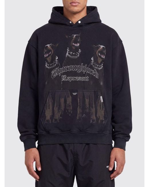 Represent Blue Relaxed Fit Graphic Print Cotton Hoodie for men
