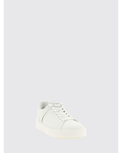 Balmain White B-Court Bicolour Smooth Calf Leather Trainers for men