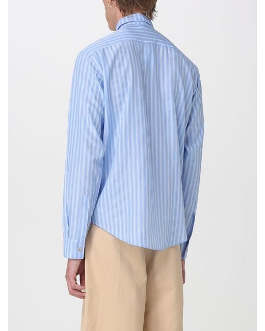 Carrera Blue Striped Tencel Shirt With French Collar And Patch Pocket for men