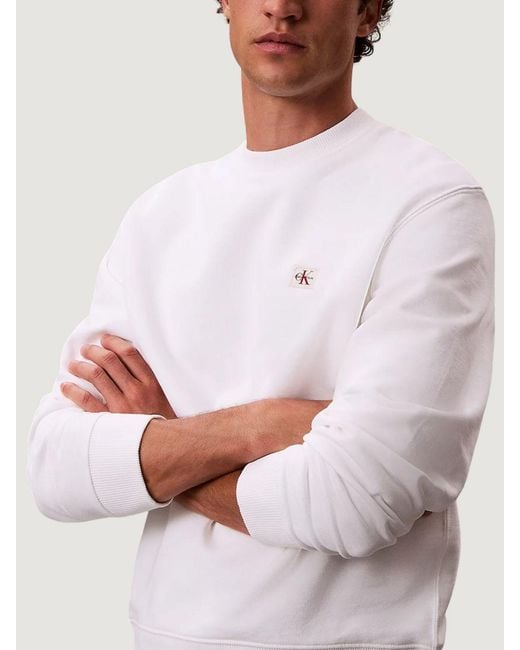 Calvin Klein White Cotton Crewneck Sweatshirt for men