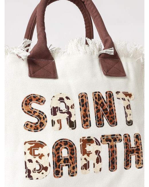 Mc2 Saint Barth White Printed Cotton Vanity Bag With Logo