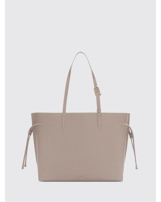 Furla Gray Ava Grained Leather Tote Bag